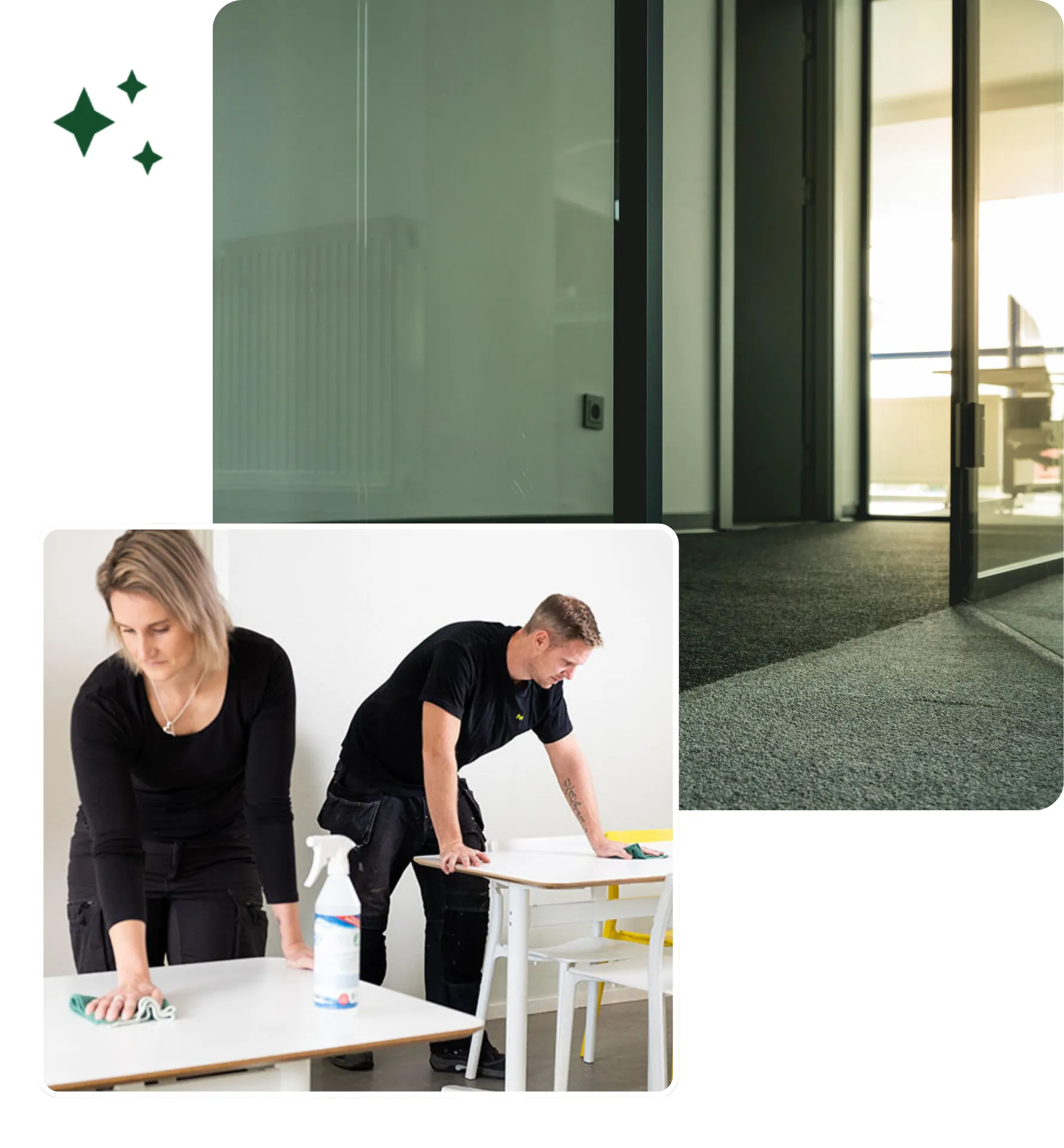 Man som tvättar hög vägg